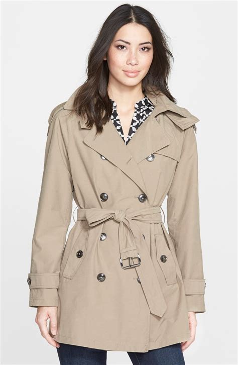 michael kors removable hood belted coat|MICHAEL Michael Kors Double Breasted Trench Coat with .